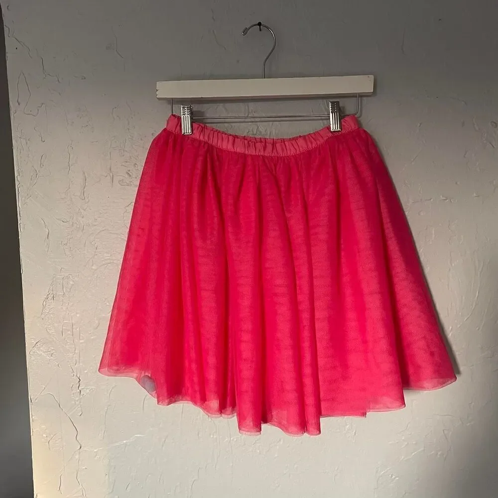 Kid's Gymboree Pink tutu tulle Skirt with Pom Poms size 12